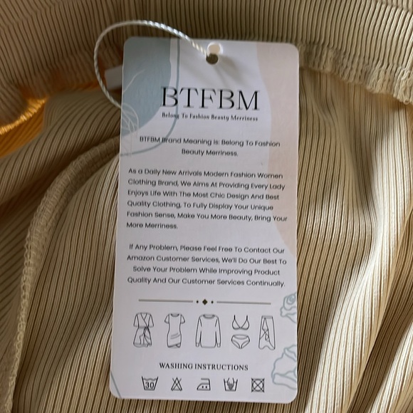 BTFBM Wide Leg Ridged Pants Cream Pull-On Elastic Waist High Rise Dressy NWT Sm - Picture 8 of 12